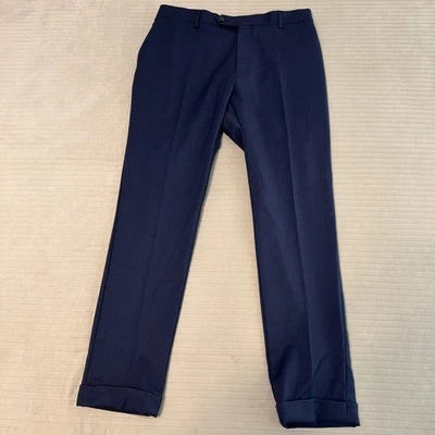 Tre Vero Wool Dress Pants Mens 36R (30x29) Modern Fit Flat Front Blue - Image 1 of 4