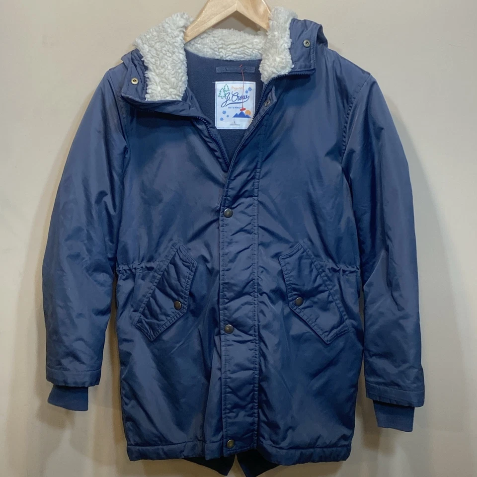 Chaqueta J Crew Juvenil Grande Invierno Esquí Cremallera Completa Niños Capucha Forrada Pesada Parka Niños L Foto 1 de 4