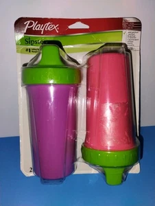 2 EA Playtex Sipster Vintage auslaufsicher Schnabeltassen Neu aus altem Lagerbestand 9 Unzen lila pink grün * - Bild 1 von 4