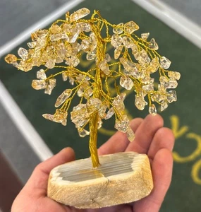 Citrine Willow Tree On Agate Base 7” Tall - Picture 1 of 6