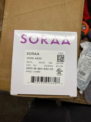 Soraa VIVID AR111 Lamp Light 3000K 18.5W 12V SR111-18-36D-930-03 NEW - Image 1 of 3