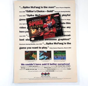 Twisted Tales of Spike McFang 1994 laminado SNES videojuego anuncio retro regalo - Imagen 1 de 7