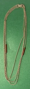 Vintage Halskette goldfarben 4 Multi Kette mit roten Details - Bild 1 von 6