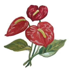 Flor Tropical Anthurium en Acuarela Sin Nombre Bordada Plancha/Coser - Imagen 1 de 3