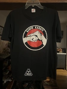 T-shirt Kenpo Karate punto singolo vintage anni 90 nera adulto S/M arti marziali - Foto 1 di 13