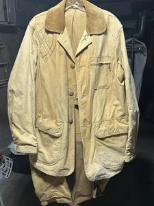 VTG 50-60s JC Higgins Sears Tan Canvas Hunting Chore Jacket Medium Corduroy - Picture 1 of 22
