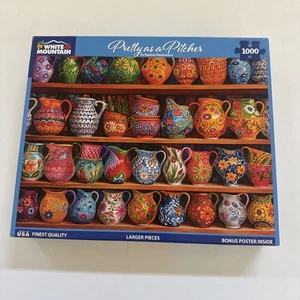 "Pretty As A Pitcher" 1000 Piece Jigsaw Puzzle by White Mountain 100% COMPLETE - Picture 1 of 10