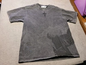 Surreal Essence T Shirt Mens Large Cross Reaper Embroidered Gray Y2K - Picture 1 of 6