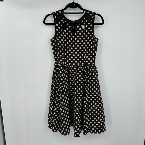 Abito donna Kate Spade New York 0 nero beige a pois foderato in seta designer