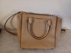 Vtg Michael Kors Leather Hand or Shoulder Bag 10 1/2 w x 8 1/2 h x 3 Beige - Picture 1 of 11