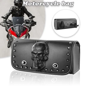 Motorcycle Handlebar bag Tool Skull Expandable Fit For Honda Fury VT1300CX Pouch - Picture 1 of 14