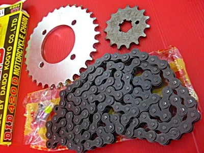 Fit YAMAHA CHAPPY LB50 LB80 FRONT SPROCKET 15T & REAR SPROCKET 34T & CHAIN  #BI# Foto 1 de 4
