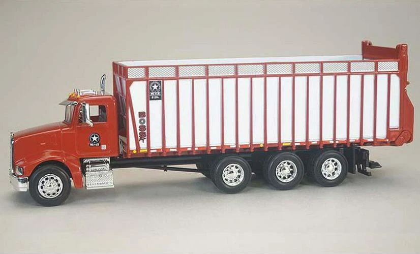 Peterbilt 385 in Red w/ Meyer 8126RT Boss Forage Box Diecast 1:64 Scale Model - - Image 1 of 1