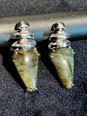 Green Labradorite Sterling Silver 925 Articulated Teardrop Earrings Thailand 1.5 - Image 1 of 4