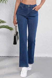 Straight jeans with pockets - women's style - Picture 1 of 9