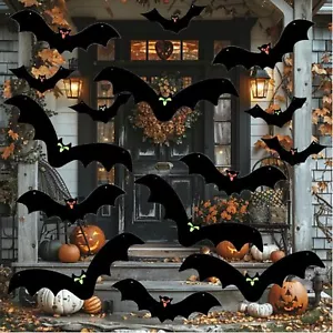 Halloween Decorations Outdoor,15 Pcs Hanging Bats 15 PCS, Black - Picture 1 of 7