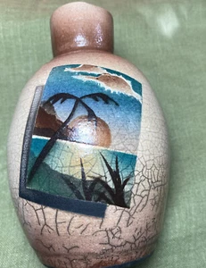 RAKU Vase Florida Studio Pottery by Ken Jensen Signed Unusual 6" REDUCED EUC - Picture 1 of 7