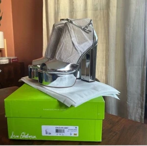 Sam Edelman Silver Platform Heels Kori Size 9 M - NIB - Picture 1 of 5