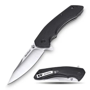 DURATECH Folding Pocket Knife 3.25" Satin Blade Black Smooth Handle w/Liner Lock - Picture 1 of 10