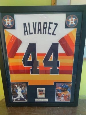 HOUSTON ASTROS YORDAN ALVAREZ FRAMED JERSEY W AUTO CARD WS CHAMPIONS - Image 1 of 4