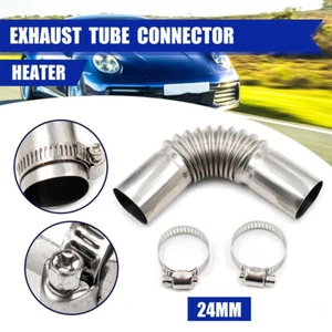 24mm Exhaust Pipe Air Tube Elbow Connector Diesel Heater w/ 2 Clamps For Webasto - Picture 1 of 10