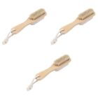 3Pc Wooden Handle Foot File Brush   Double Sided Callus Remover And Skin Sc