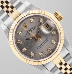 Rolex Ladies Datejust 26mm Two-Tone Gray Jubilee Diamond Dial Fluted Band - Picture 1 of 10