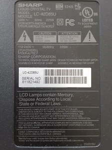 Ricambi per TV Sharp modello LC-42D85U - Foto 1 di 45