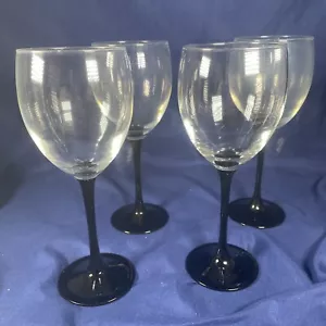 Luminarc Schwarz Stielglas Weingläser Frankreich 6 Oz 7,5" Hoch 4er Set Top - Bild 1 von 6