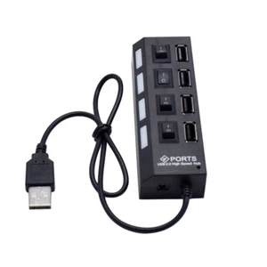 USB HUB 4 Sockets Independent USB 2.0 Divider(Black) USB Splitter - Picture 1 of 11