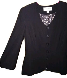 NEW!!! Sag Harbor 8 Office Church Business 3/4 Slv Career Black Blazer Jacket - Picture 1 of 14