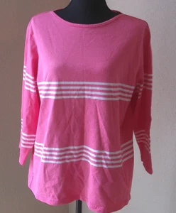 TALBOTS WOMENS PINK 3/4 SLEEVE TEE WITH STRIPES SIZE XL - Picture 1 of 3