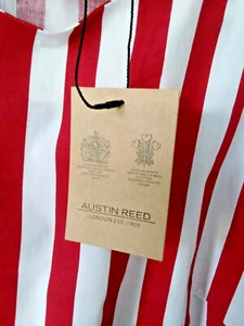 AUSTIN REED 100% Cotton 3/4 Sleeve Red and White Stripe Summer Dress (Big !) - Picture 1 of 12