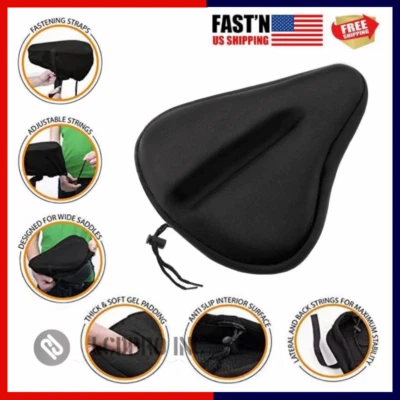 Bike Seat Cushion Cover Soft Padded Mountain Bicycle Saddle Comfort Seat Cover - Image 1 of 4