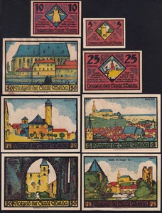 1921 Weida Germany Notgeld Lot 8 Emergency Money Rare Banknote Complete Set - Picture 1 of 3