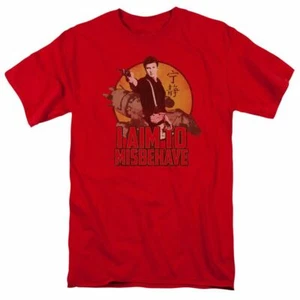 Firefly I Aim To Misbehave T Shirt Licensed Sci-Fi Alien TV Show Tee New Red - Picture 1 of 2