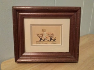 1986 Peggy Dickey Kunst Mini Print "Copycat" signiert & nummeriert 776/900 gerahmt - Bild 1 von 2