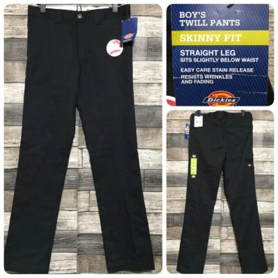Dickies Skinny Fit Straight Twill Pants Youth Size 18 Black (Inseam 31) - Image 1 of 4