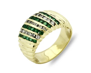 Women's 18k Gold Band Diamond & Emerald Natural Mined 1.0 tcw - Picture 1 of 10
