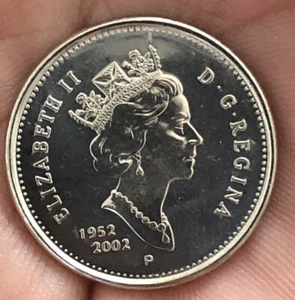 2002-P Canadian Brilliant Uncirculated 25 Cent coin! From Mint Roll - Foto 1 di 3