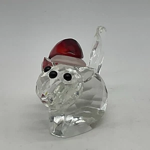 Weihnachten Kristall Katze mit roter Weihnachtsmütze 3 Zoll quer 2 cm groß - Bild 1 von 8