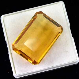 Smaragdform natürlicher 93,50 ct zertifizierter brasilianischer gelber Citrin loser Edelstein - Bild 1 von 5