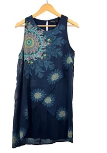 Desigual Luisi casual lagen boho embroidered mini dress 90s sz S - Picture 1 of 7