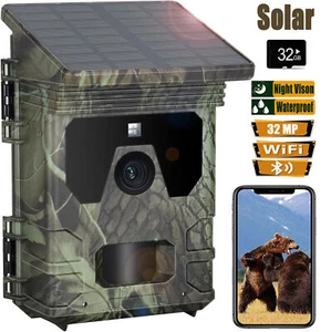 Solar Powered WiFi Trail Camera 30MP 4K Game Wildlife Camera IR Night Vision+SD - Picture 1 of 17