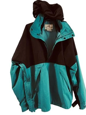 VTG 90’s EMS Jacket Hood Black Green Gore Tex Eastern Mountain Sport Vent Large - Image 1 of 4