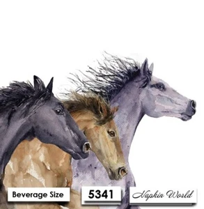 (5341) DOS servilletas artesanales artísticas decoupage bebida de papel/cóctel - caballos - Imagen 1 de 3