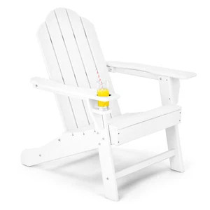 Patiojoy Outdoor Adirondack Chair Weather Resistant Garden Deck W/Cup Holder - Picture 1 of 7