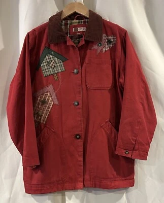 Abrigo de Granero Vintage Gloria Desteñido Talla S Tareas de Campo Chaqueta Forrada de Franela Pájaros Rojos Foto 1 de 4