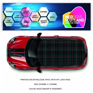 Printed TARTAN Roof wrap for Mini or any car Air Release Vinyl CRW088 - Picture 1 of 1