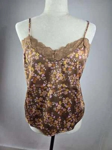 NWT! PINK ROSE Size Large Women's Brown Floral Tank Top - Picture 1 of 3